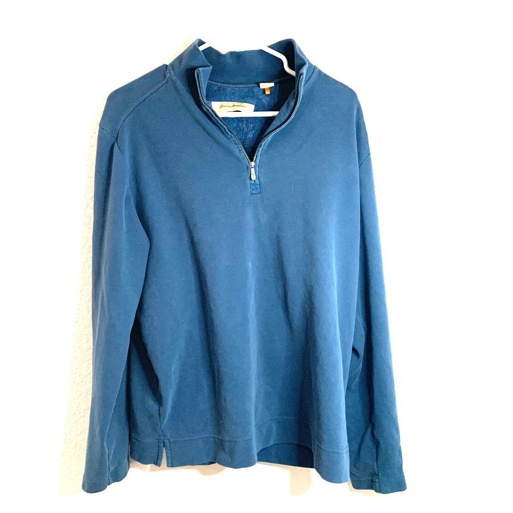 Tommy Bahama blue quarter zip sweater